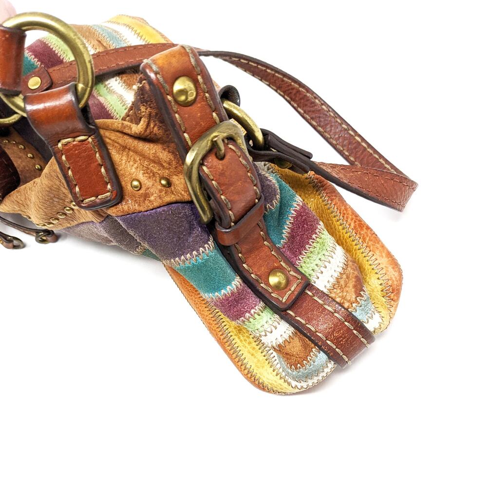 Fossil Vintage Womens Shoulder Bag Purse Leather Rainbow Multicolor Studded Y2K - Picture 5 of 10